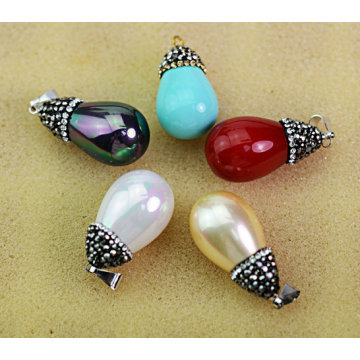 Multi-Color runde natürliche Perle Anhänger Schmuck